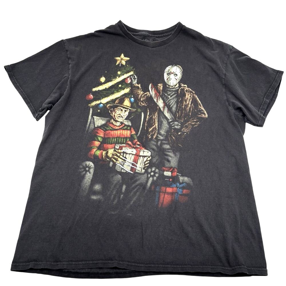 2003 A Nightmare on Elm Street Freddy vs Jason Christmas Graphic Black Shirt XL
